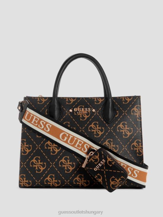 GUESS Brown Multi 8ZX4F2843 Rea Quattro G High Society Satchel