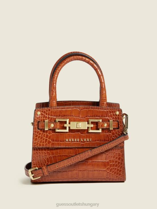 GUESS Cognac 8ZX4F3287 Cristina Leather Mini Satchel
