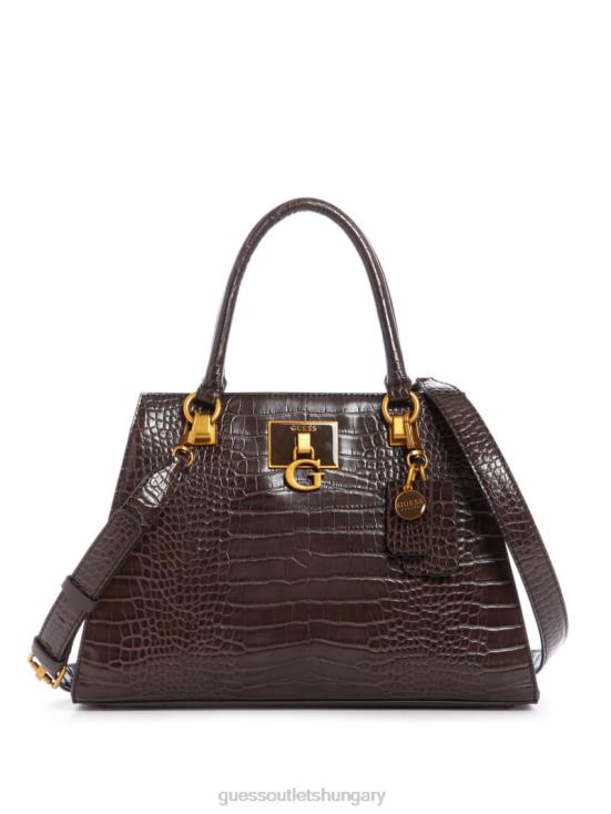 GUESS Espresso 8ZX4F3293 Stephi Croc Girlfriend Satchel
