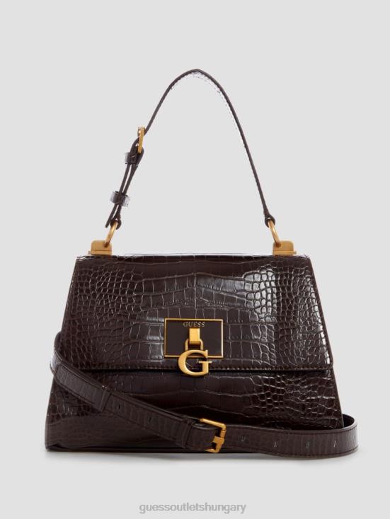 GUESS Espresso 8ZX4F3296 Stephi Top-Handle Flap Bag