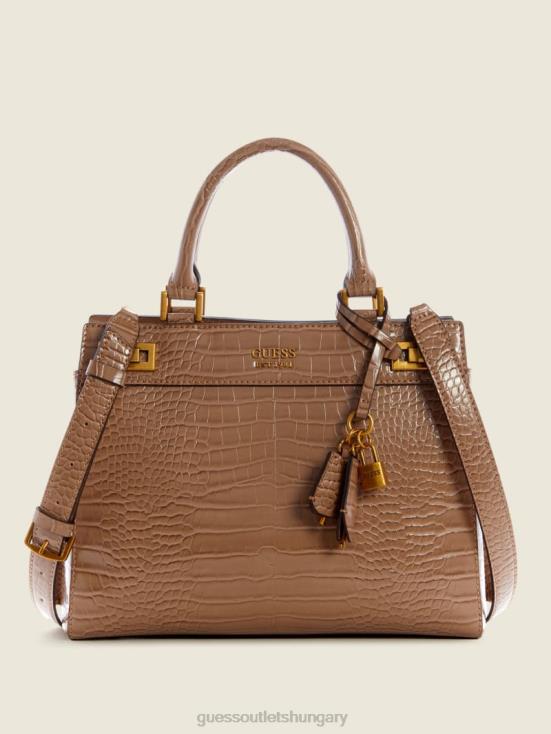 GUESS Lily Green 8ZX4F3278 Katey Crocodile-Embossed Luxury Satchel