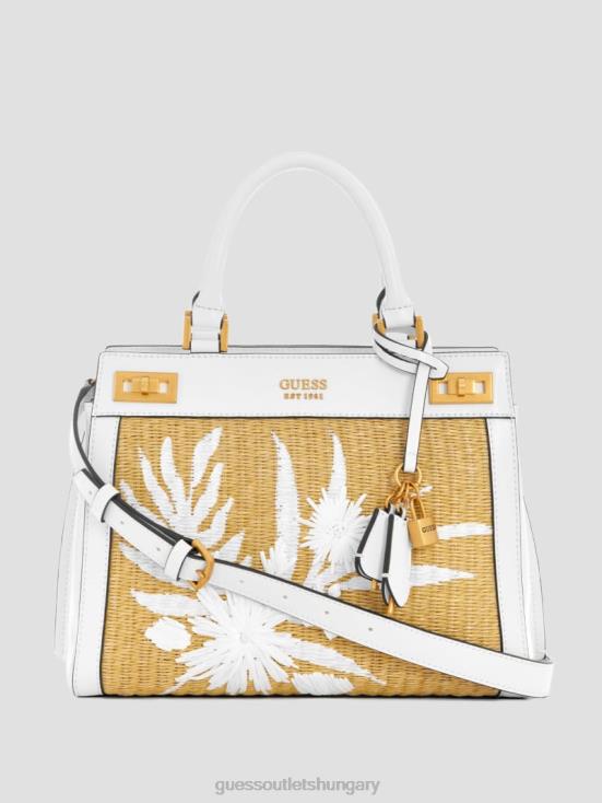 GUESS New Tan Wash 8ZX4F3309 Katey Straw Luxury Satchel