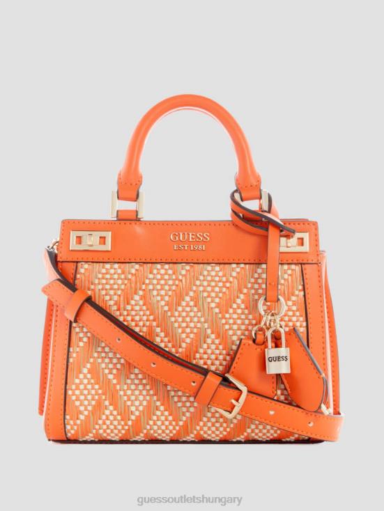 GUESS Orange 8ZX4F2979 Katey Raffia Mini Satchel