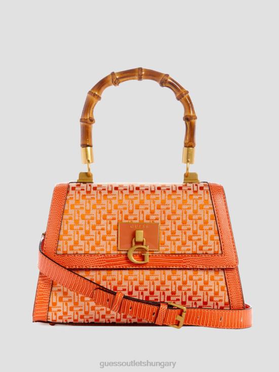 GUESS Orange Logo 8ZX4F2768 Stephi Bamboo Fold-Over Satchel