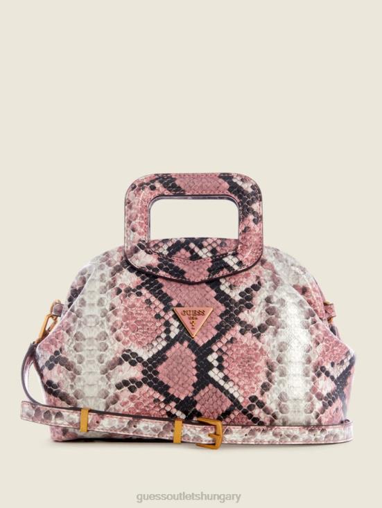 GUESS Pink Python 8ZX4F2977 Errin Snakeskin Small Frame Satchel