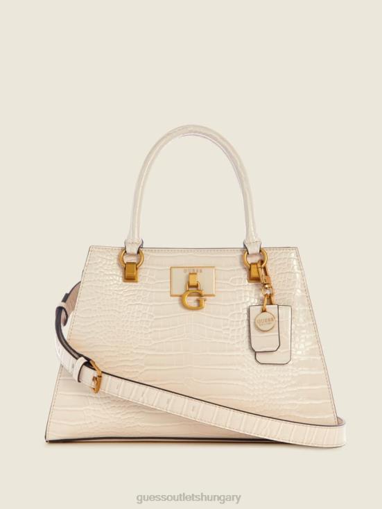 GUESS White 8ZX4F3304 Stephi Croc Girlfriend Satchel
