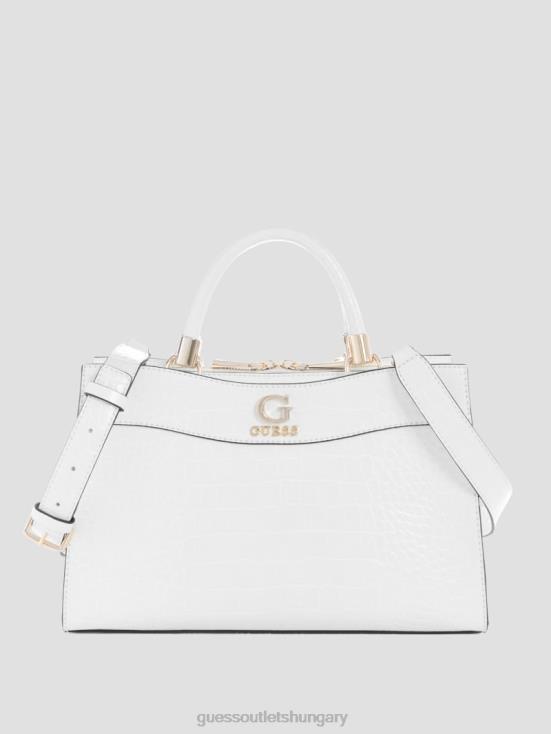 GUESS White Multi 8ZX4F2818 Nell Croc Girlfriend Satchel