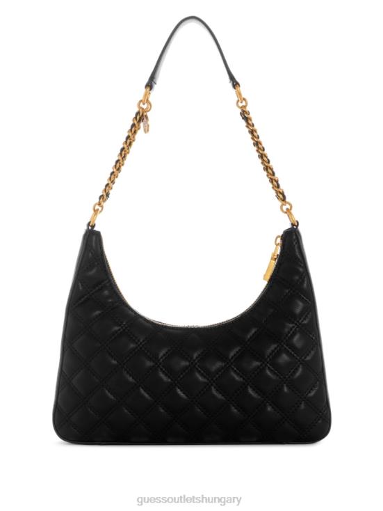 GUESS Black Floral Print 8ZX4F3017 Giully Top-Zip Shoulder Bag