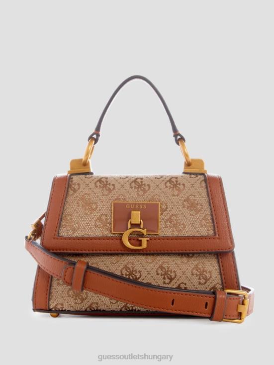 GUESS Brown 8ZX4F2781 Stephi Jacquard Logo Micro Mini Bag