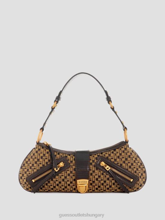 GUESS Brown Multi 8ZX4F3041 Belle Vintage Zip-Top Shoulder Bag