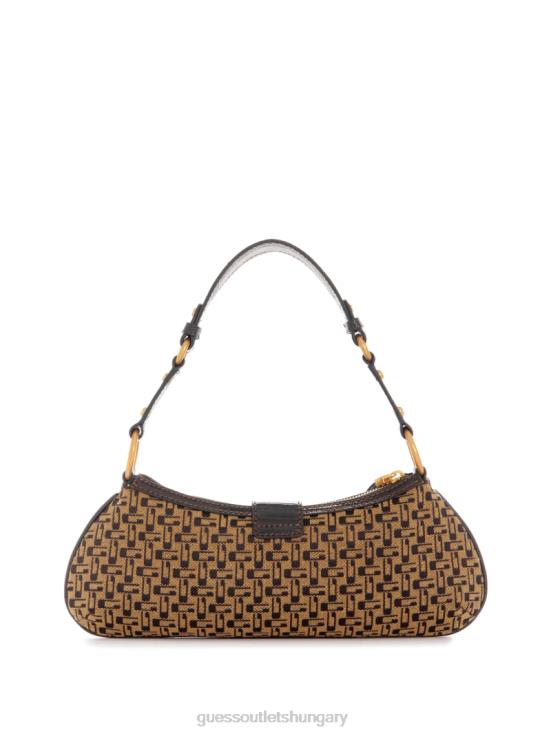 GUESS Brown Multi 8ZX4F3041 Belle Vintage Zip-Top Shoulder Bag