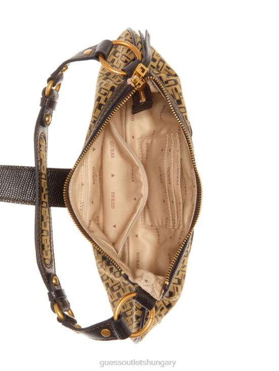 GUESS Brown Multi 8ZX4F3041 Belle Vintage Zip-Top Shoulder Bag