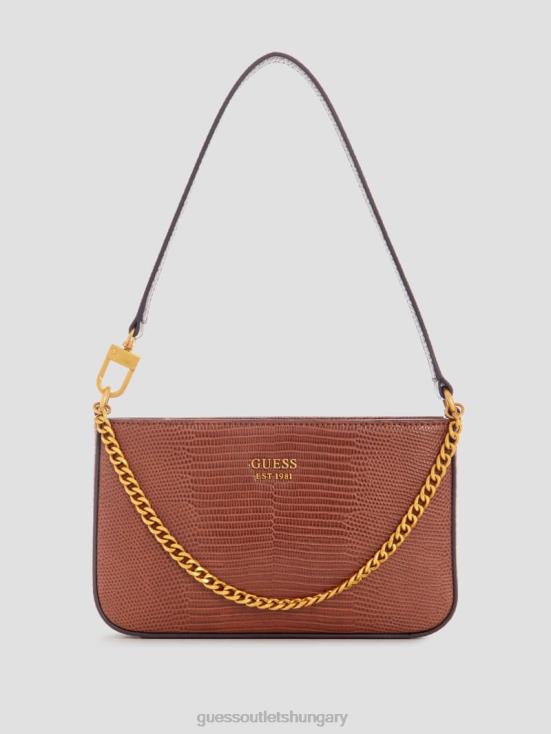 GUESS Cognac 8ZX4F3011 Katey Mini Lizard Shoulder Bag