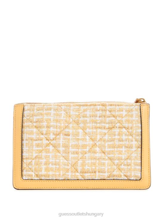 GUESS Light/Pastel Yellow 8ZX4F2969 Abey Tweed Multi-Compartment Shoulder Bag