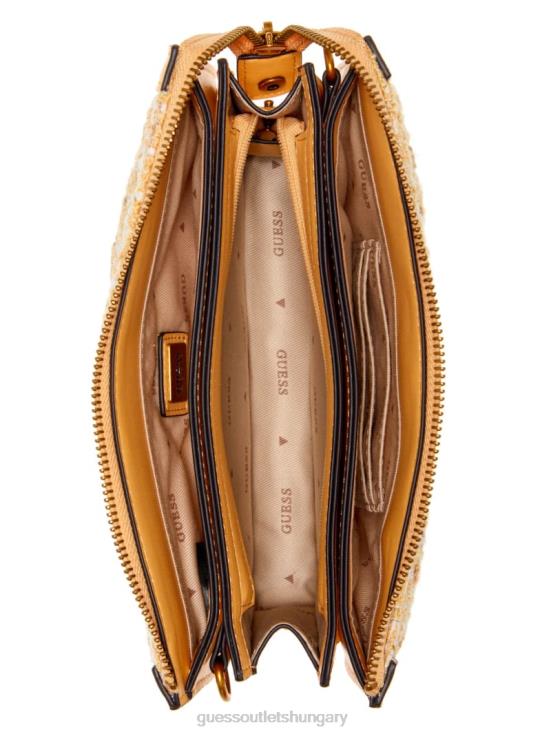 GUESS Light/Pastel Yellow 8ZX4F2969 Abey Tweed Multi-Compartment Shoulder Bag