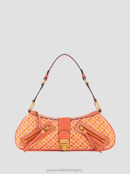 GUESS Orange Logo 8ZX4F3001 Belle Vintage Zip-Top Shoulder Bag