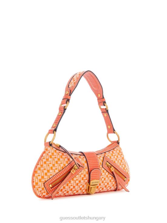 GUESS Orange Logo 8ZX4F3001 Belle Vintage Zip-Top Shoulder Bag