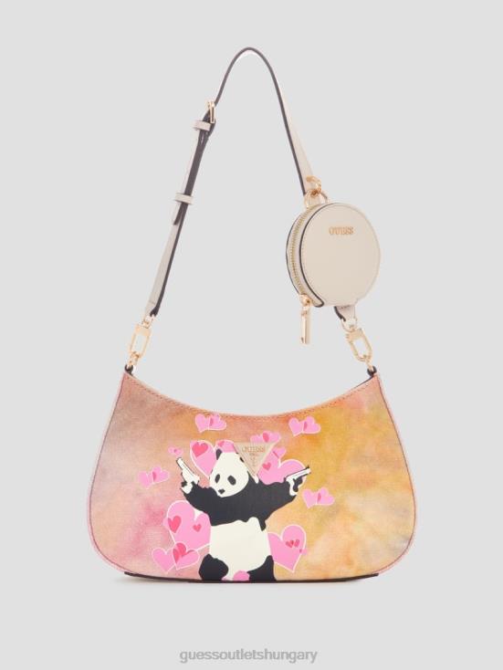 GUESS Portland Wash 8ZX4F3050 Panda Graffiti Art Shoulder Bag