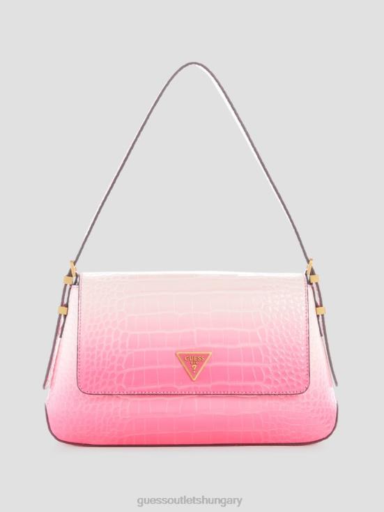 GUESS Watermelon Ombre 8ZX4F3026 Desideria Ombre Croc Shoulder Bag