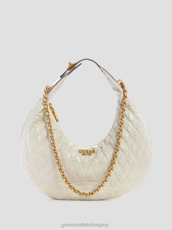 GUESS White 8ZX4F2999 Dema Quilted Hobo Bag