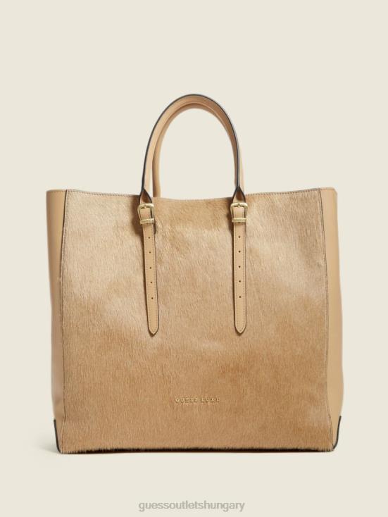 GUESS Beige Overflow 8ZX4F3083 Lady Luxe Leather Tote