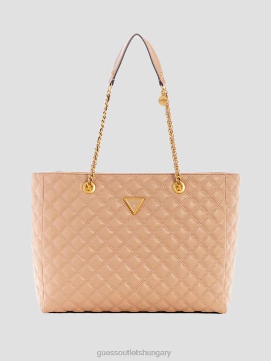GUESS Beige Overflow 8ZX4F3101 Giully Quilted Tote Bag