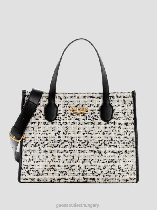 GUESS Cream Multi 8ZX4F2790 Silvana Tweed Tote