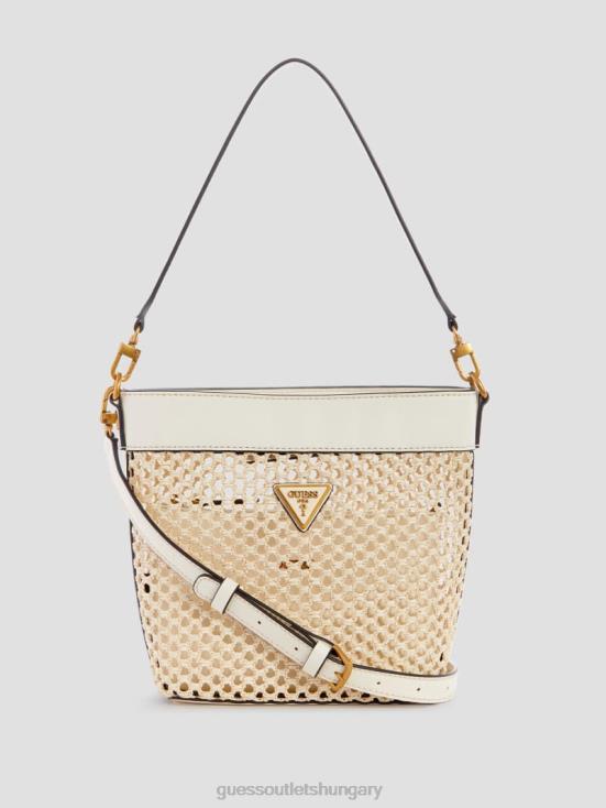 GUESS Ivory 8ZX4F2886 Vikky Straw Bucket Bag