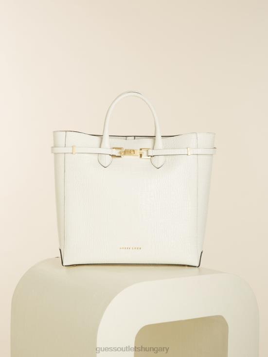 GUESS Ivory 8ZX4F3082 Cristina Croc Leather Tote