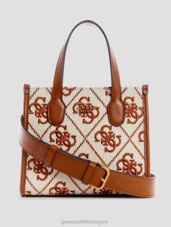 GUESS Sandstone Wash 8ZX4F3079 Silvana Embroidered Canvas Mini Tote