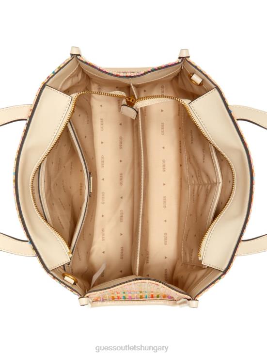 GUESS White Multi 8ZX4F2950 Silvana Colorful Straw Tote