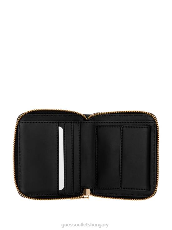 GUESS Black Floral Print 8ZX4F3128 James Croc Small Zip-Around Wallet