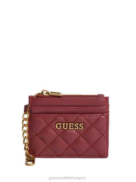 GUESS Burgundy 8ZX4F3163 Quilted Card Holder