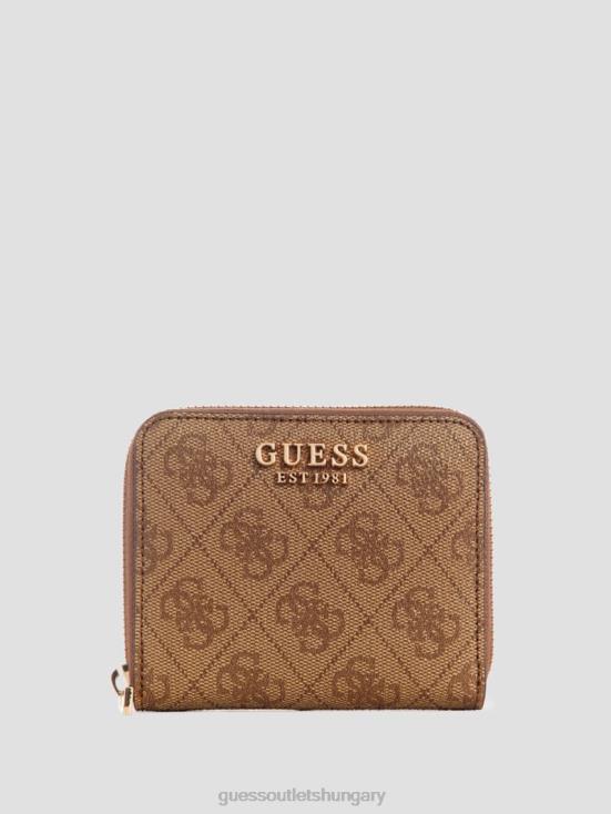 GUESS Latte Logo 8ZX4F3129 Laurel Small Zip-Around Wallet
