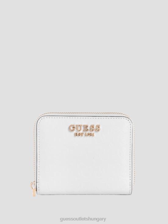 GUESS White Multi 8ZX4F3164 Alexie Logo Small Zip-Around Wallet