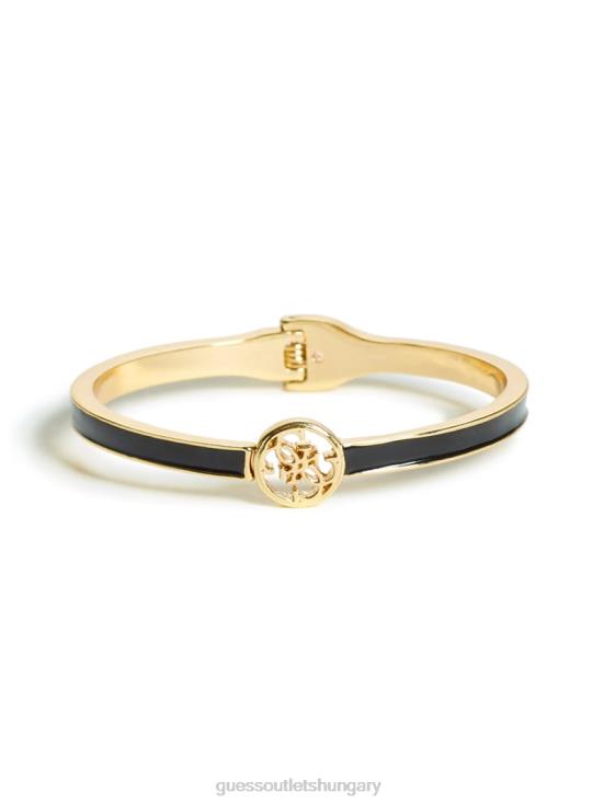 GUESS Gold Black 8ZX4F3930 Enamel Logo Bangle