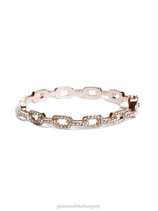 GUESS Rose Gold 8ZX4F3937 Rhinestone Chain-Link Bangle Bracelet