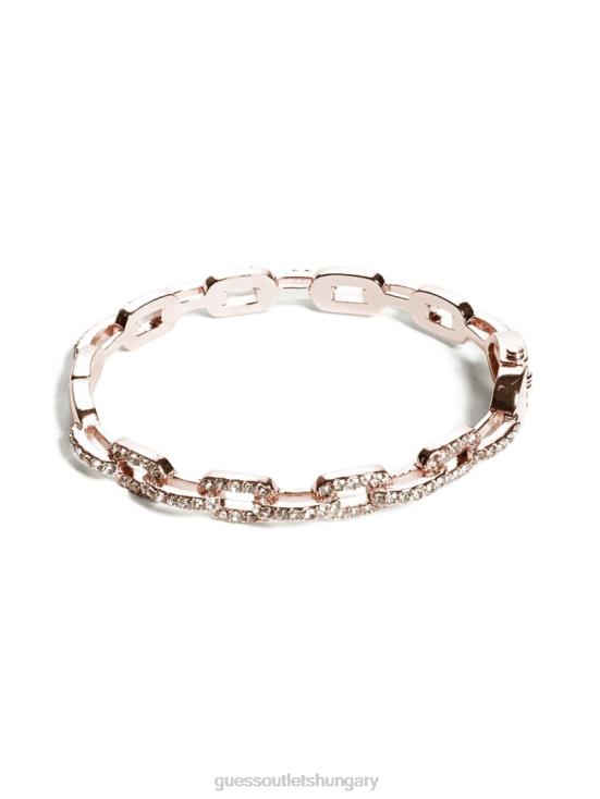 GUESS Rose Gold 8ZX4F3937 Rhinestone Chain-Link Bangle Bracelet