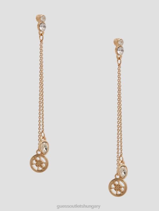 GUESS Gold 8ZX4F3831 Linear Crystal and Logo Earrings
