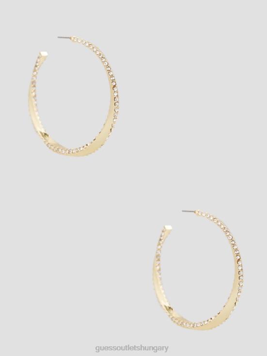 GUESS Gold 8ZX4F3841 Gold-Plated Rhinestone Twisted Hoop Earrings