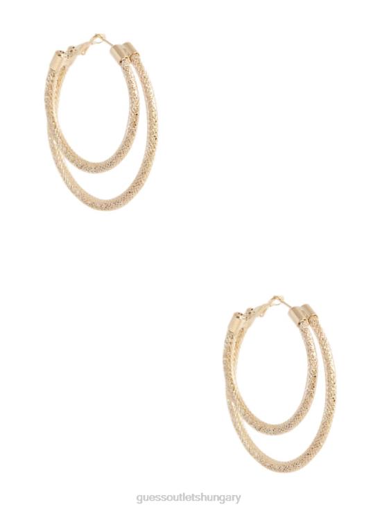 GUESS Gold 8ZX4F3870 Mesh Layered Hoop Earrings