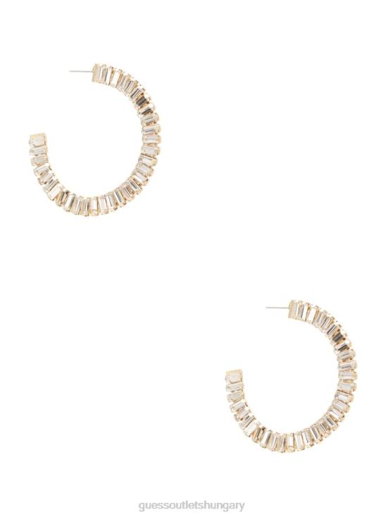 GUESS Gold 8ZX4F3885 Baguette Hoop Earrings