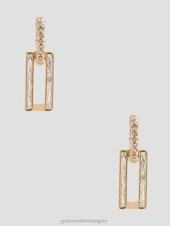 GUESS Gold 8ZX4F3894 Square Pave Metallic Earrings