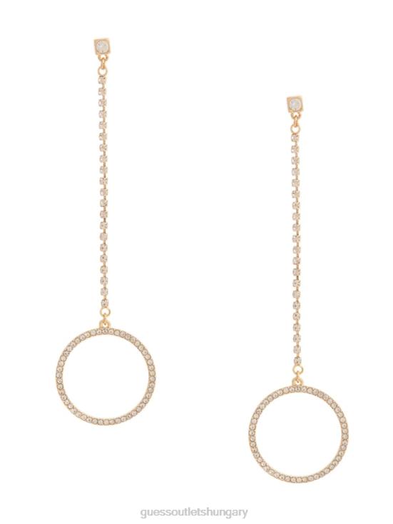 GUESS Gold 8ZX4F3918 Rhinestone Pave Circle Linear Earrings