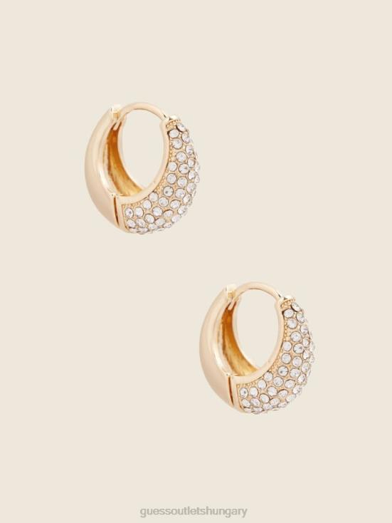 GUESS Gold 8ZX4F3934 Stones Huggie Hoop Earrings