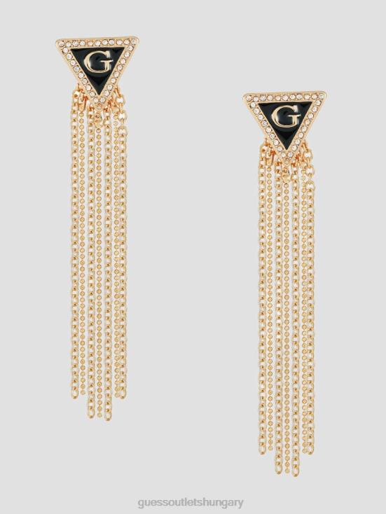 GUESS Gold-Tone and Black 8ZX4F3828 G Triangle Fringe Earrings