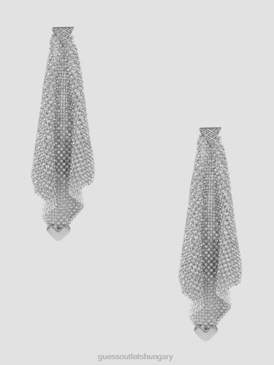 GUESS Silver 8ZX4F3836 Crystal Mesh Earrings