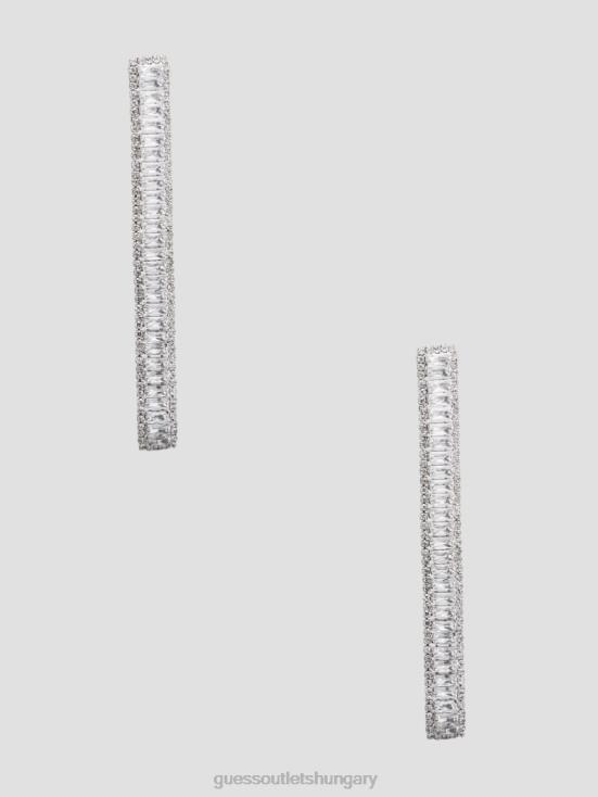 GUESS Silver 8ZX4F3844 Linear Baguette Earrings