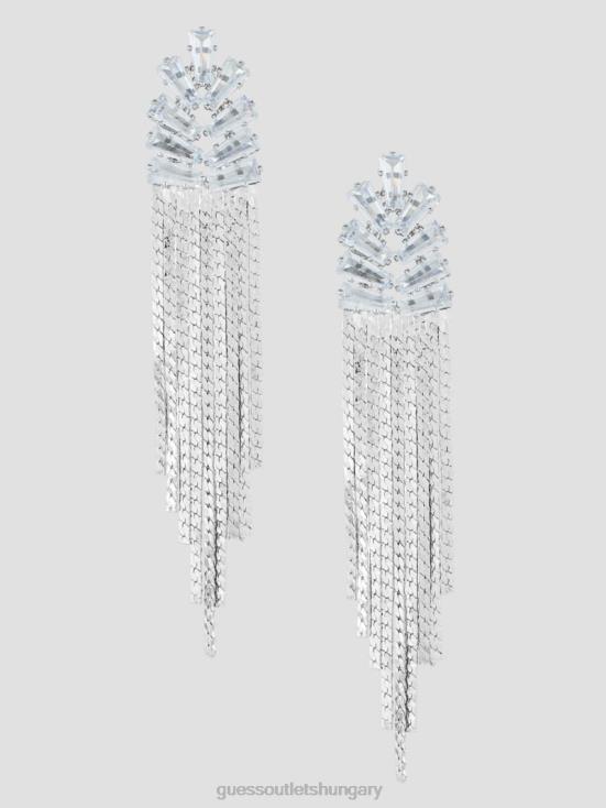 GUESS Silver 8ZX4F3846 Mini Statement Linear Earrings