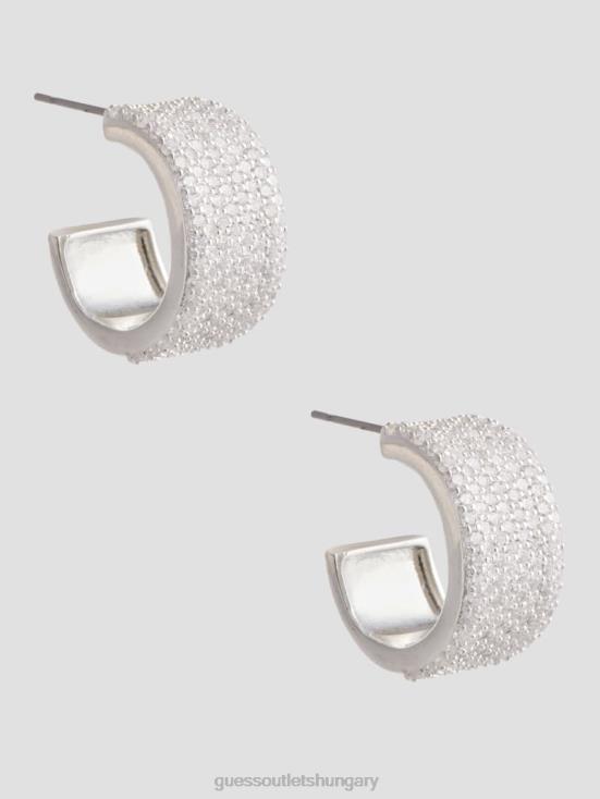 GUESS Silver 8ZX4F3907 CZ Hoop Earrings